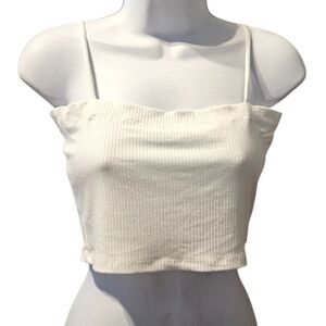 Emma & Sam White Ribbed Crop Top Size L